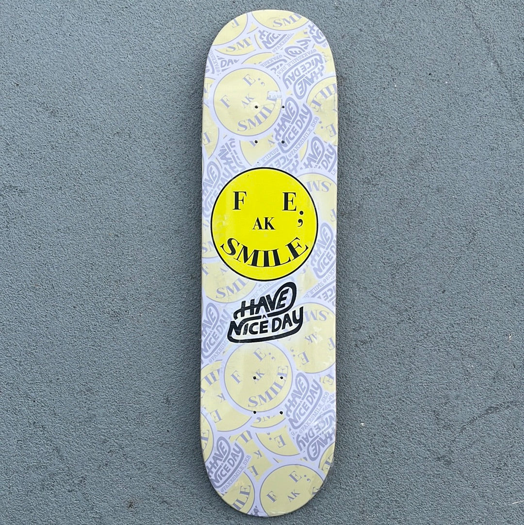 Fake Smile Happy Face Skateboard Deck 7.75&quot;