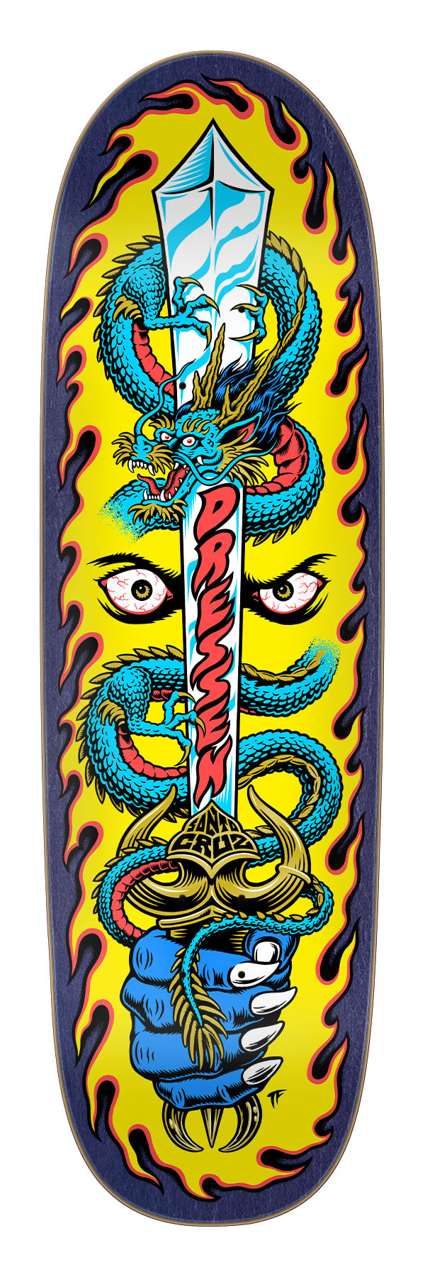 9.25in Dressen Sword Santa Cruz Shaped Skateboard Deck