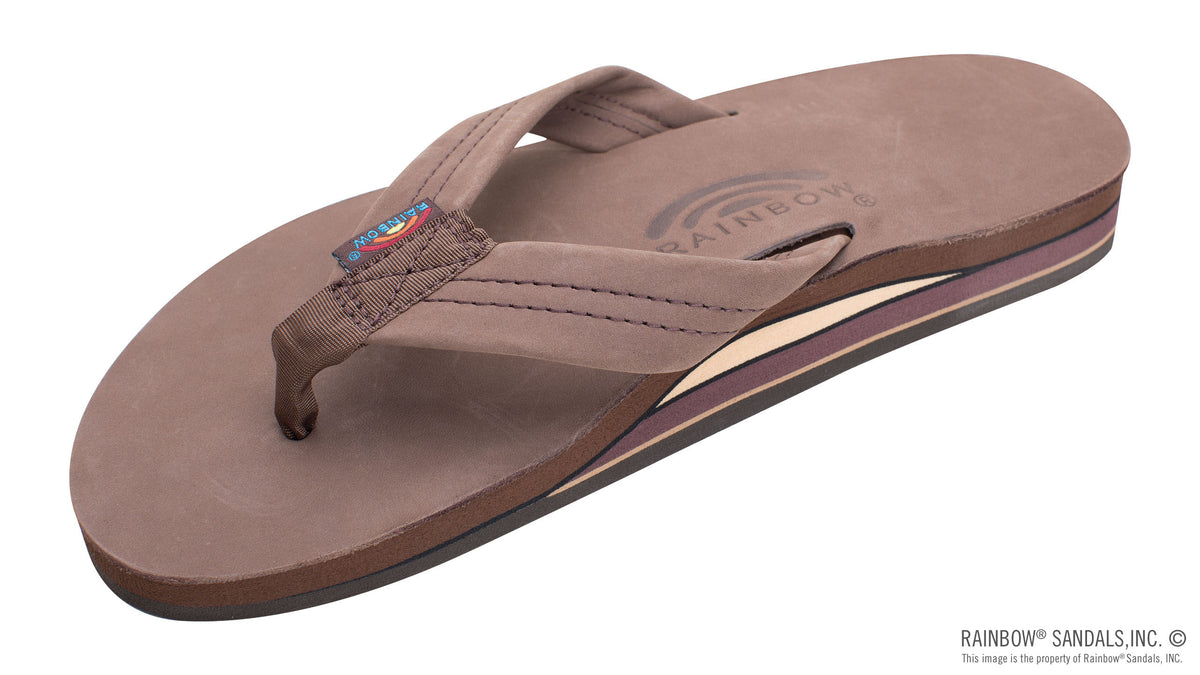 Rainbow Sandals Men&#39;s Double Layer Leather- 1&quot; Strap - Expresso