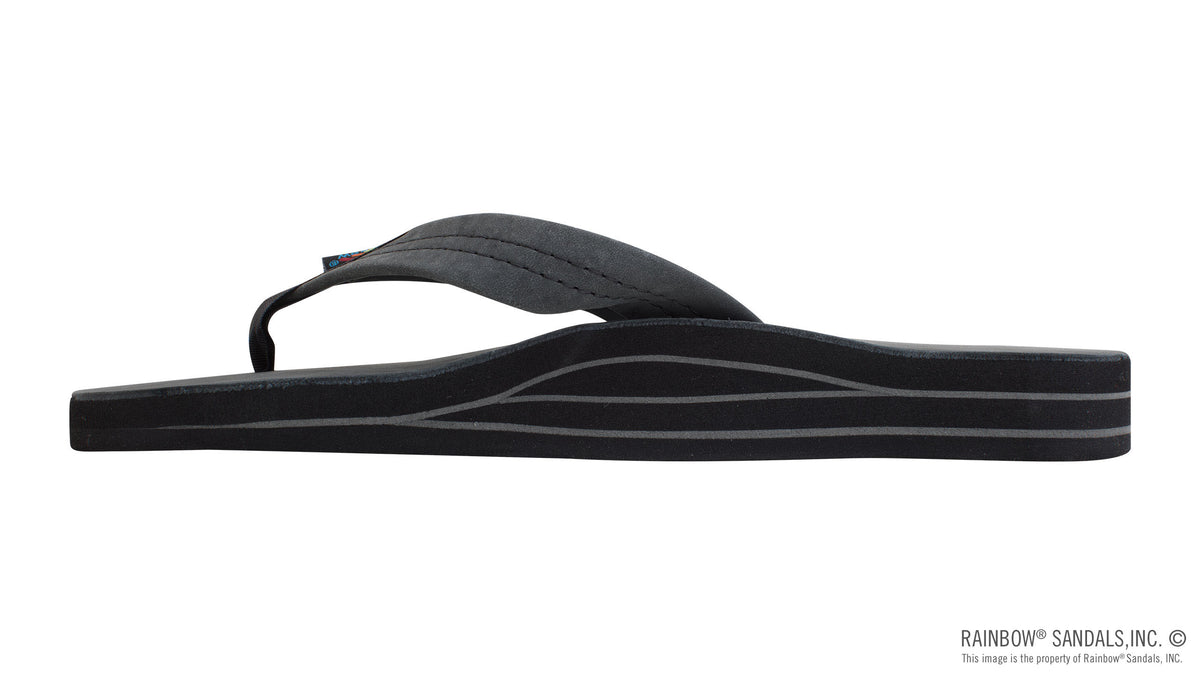 Rainbow Sandals Men&#39;s Double Layer Leather- 1&quot; Strap - Black
