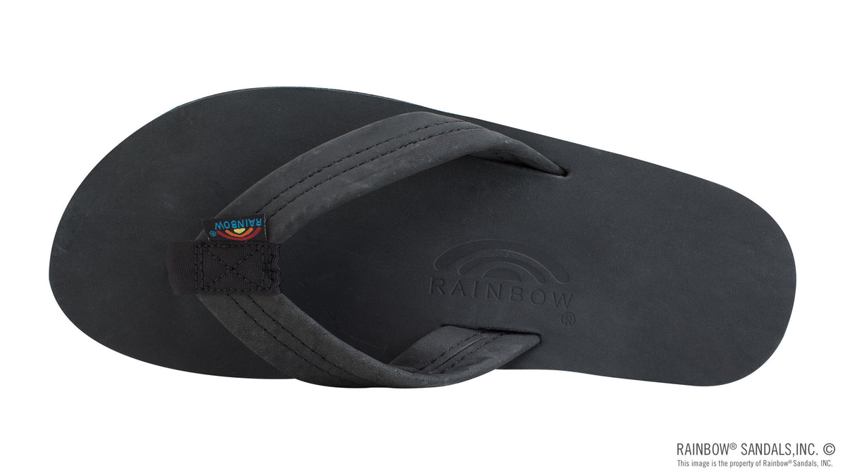 Rainbow Sandals Men&#39;s Double Layer Leather- 1&quot; Strap - Black