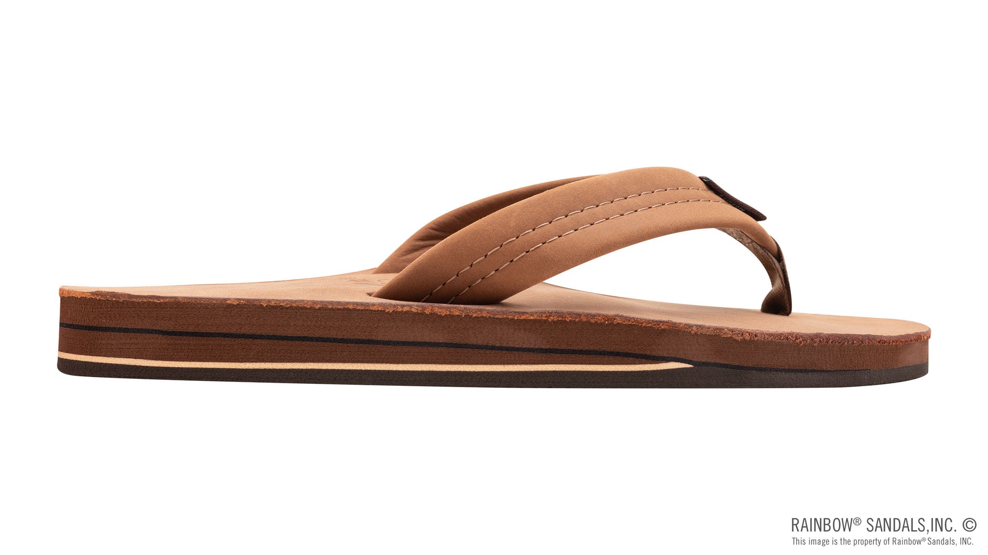Rainbow Sandals Double Layer Arch Support Premier Leather with a 1" Strap- Redwood