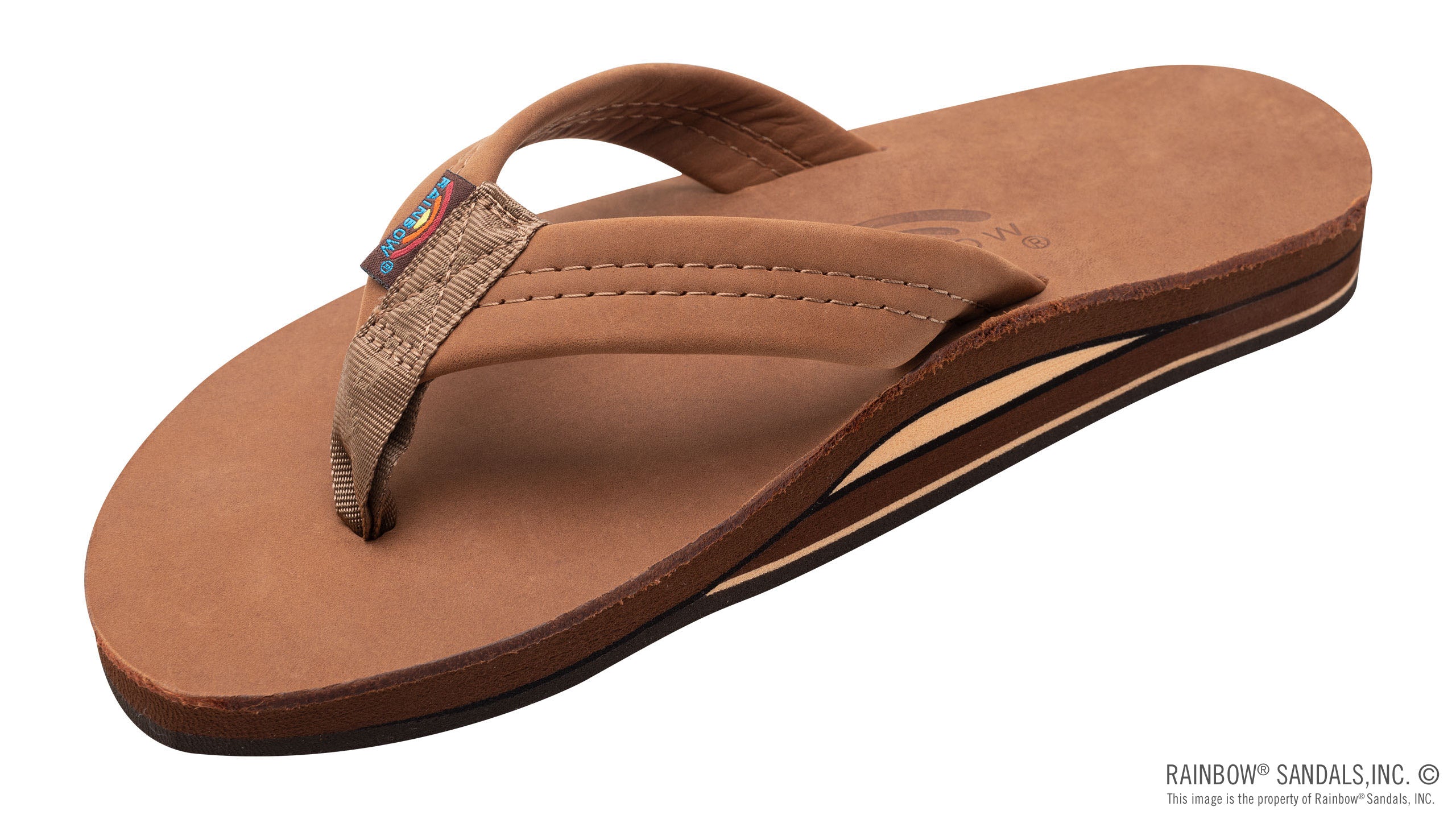 Rainbow Sandals Double Layer Arch Support Premier Leather with a 1" Strap- Redwood