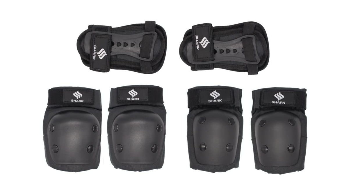 Shark Wheel Protective Gear 3 in 1 Set (Small) with Knee Pads, Wrist Guards, and Elbow Pads for Multiple Sports - Skateboarding, Roller Skating, Cycling, and Biking Youth MEDIUM