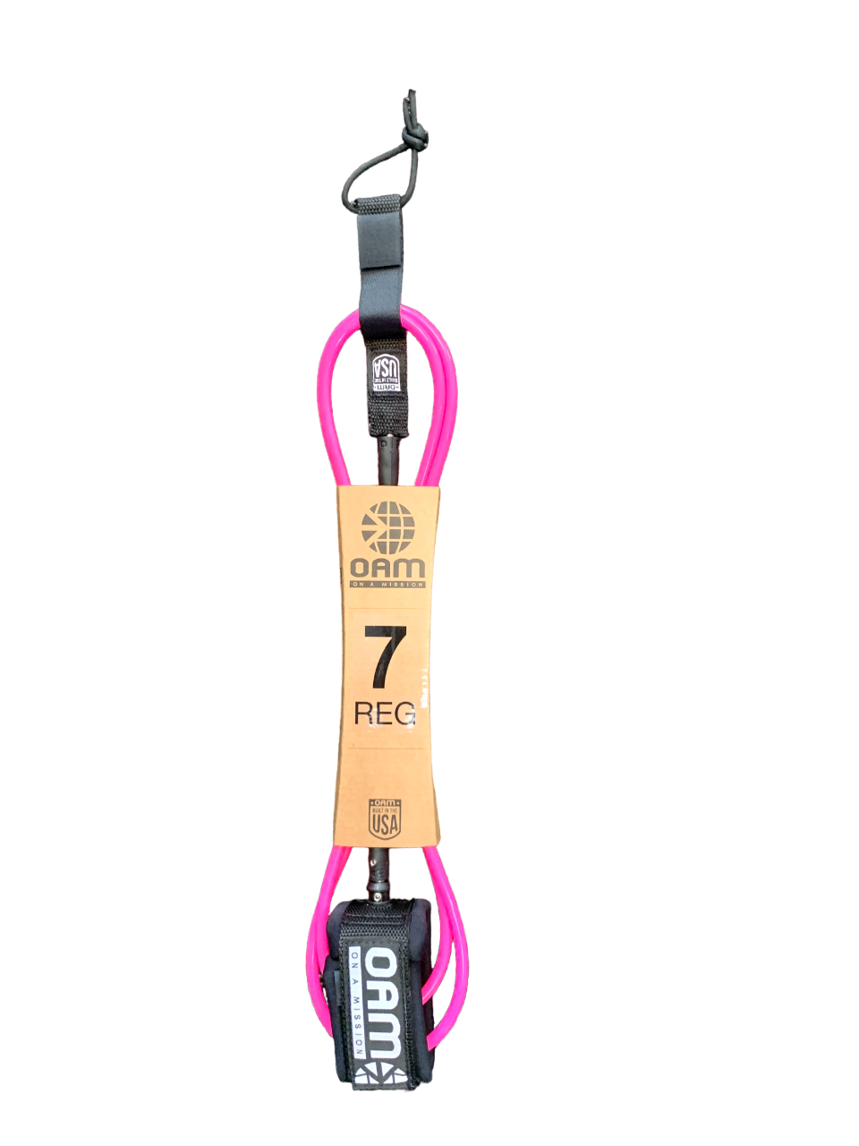 OAM 7' surfboard Leash Pink USA