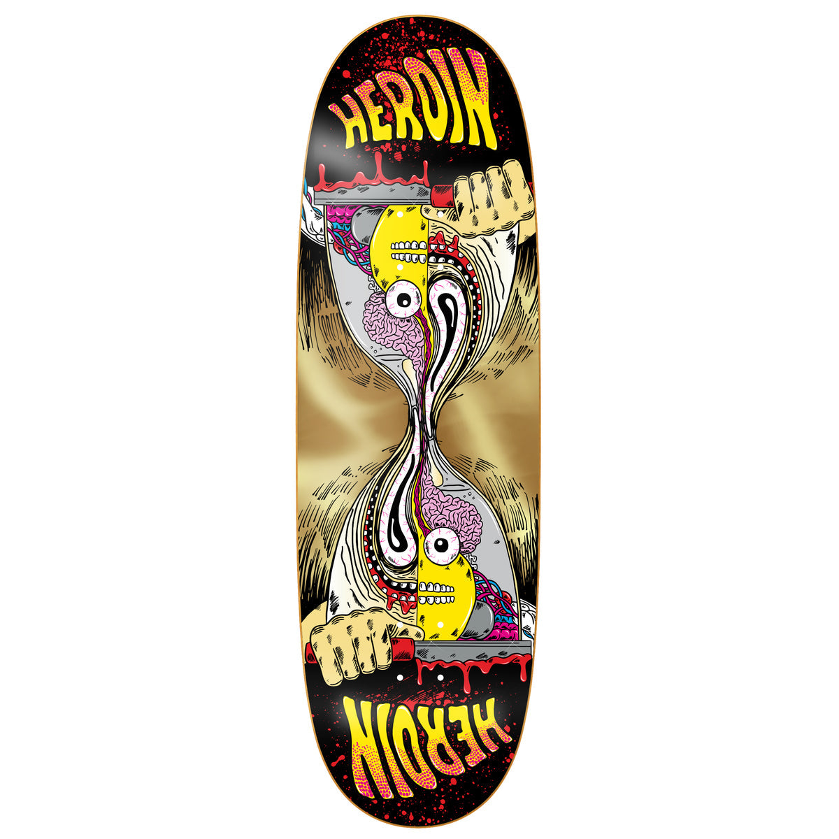 Heroin Skateboard Deck Merged Razoregg Gold 9.75" x 32.6"