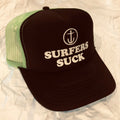 Captain Fin Surfers Suck Trucker Hat Neon Green