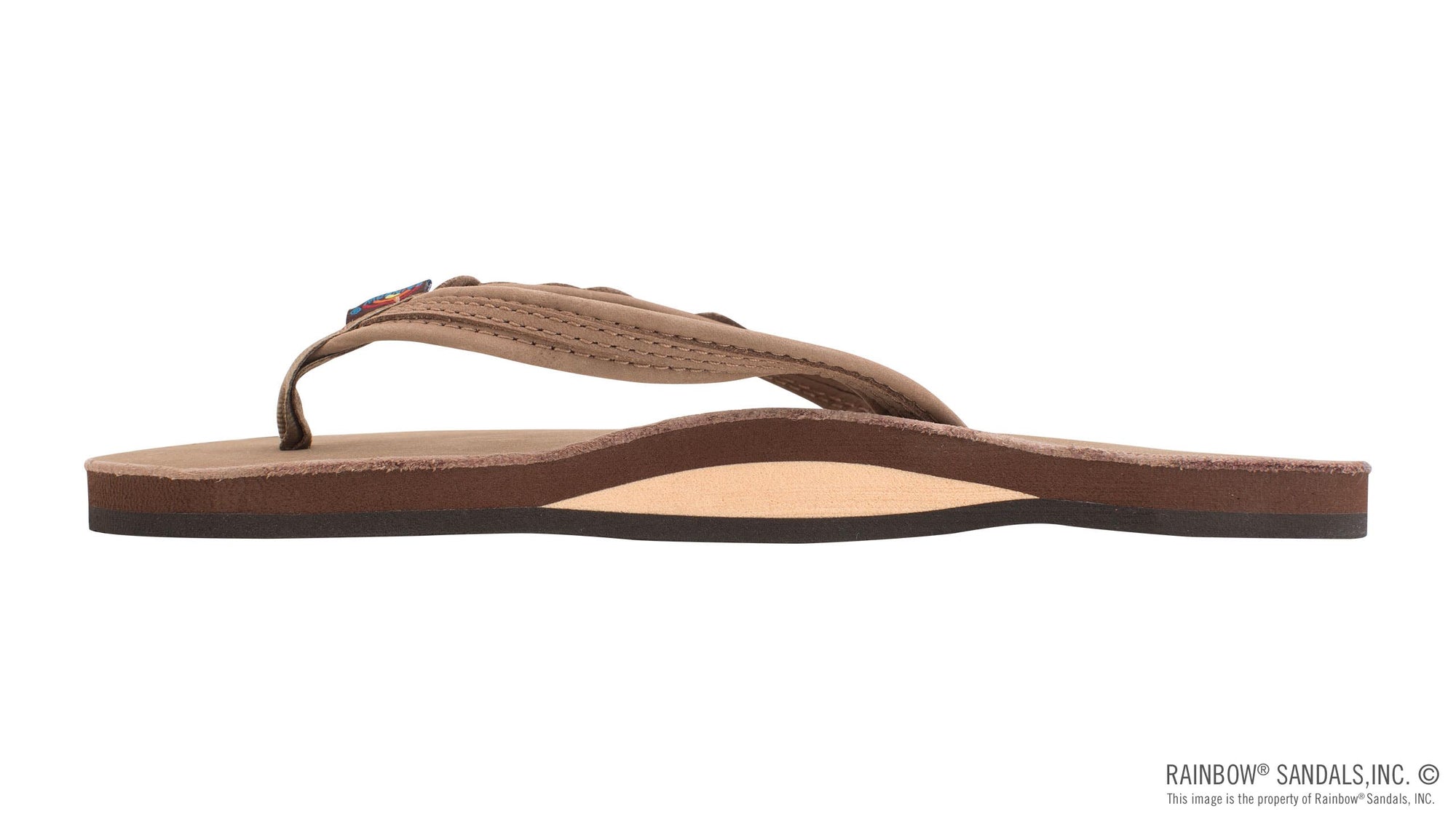 The Madison – Single Layer Arch Support with a Braid on a 1/2" Narrow Rolled Strap Dark Brown