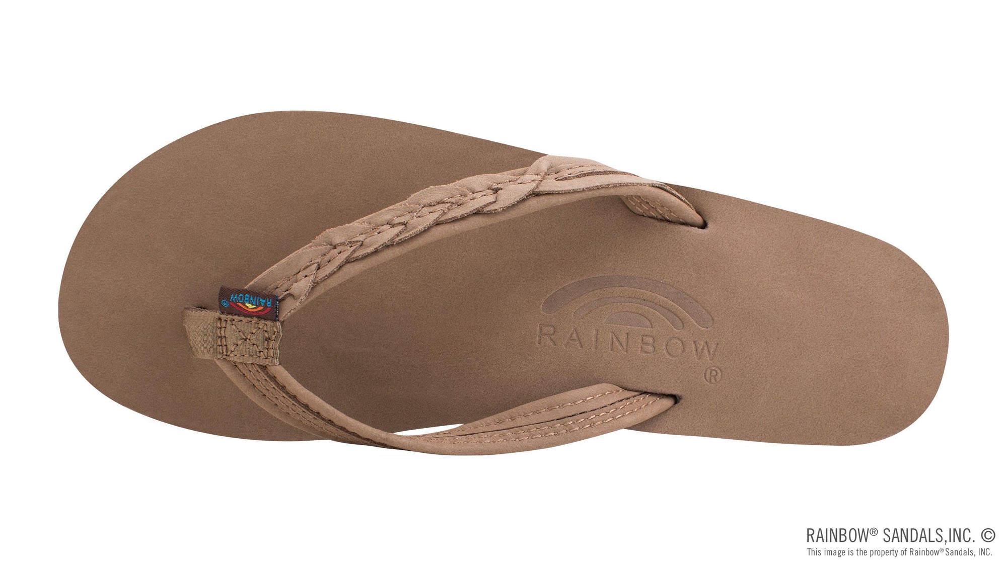 The Madison – Single Layer Arch Support with a Braid on a 1/2" Narrow Rolled Strap Dark Brown