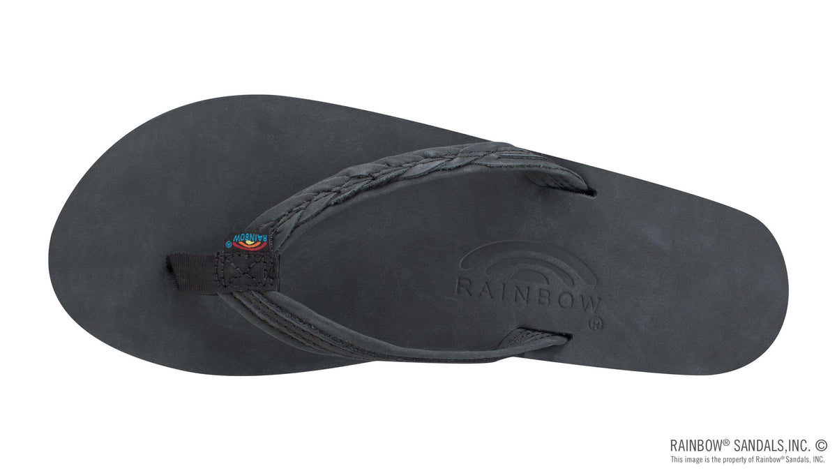 Rainbow Sandals Women&#39;s - The Madison - Single Layer - 1/2&quot; Strap w/ Braid - Black