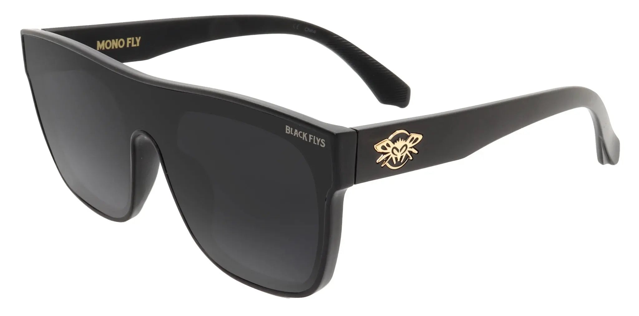 Black Flys Mono Fly Sunglasses- Shiny Black w/ Smoke Lens