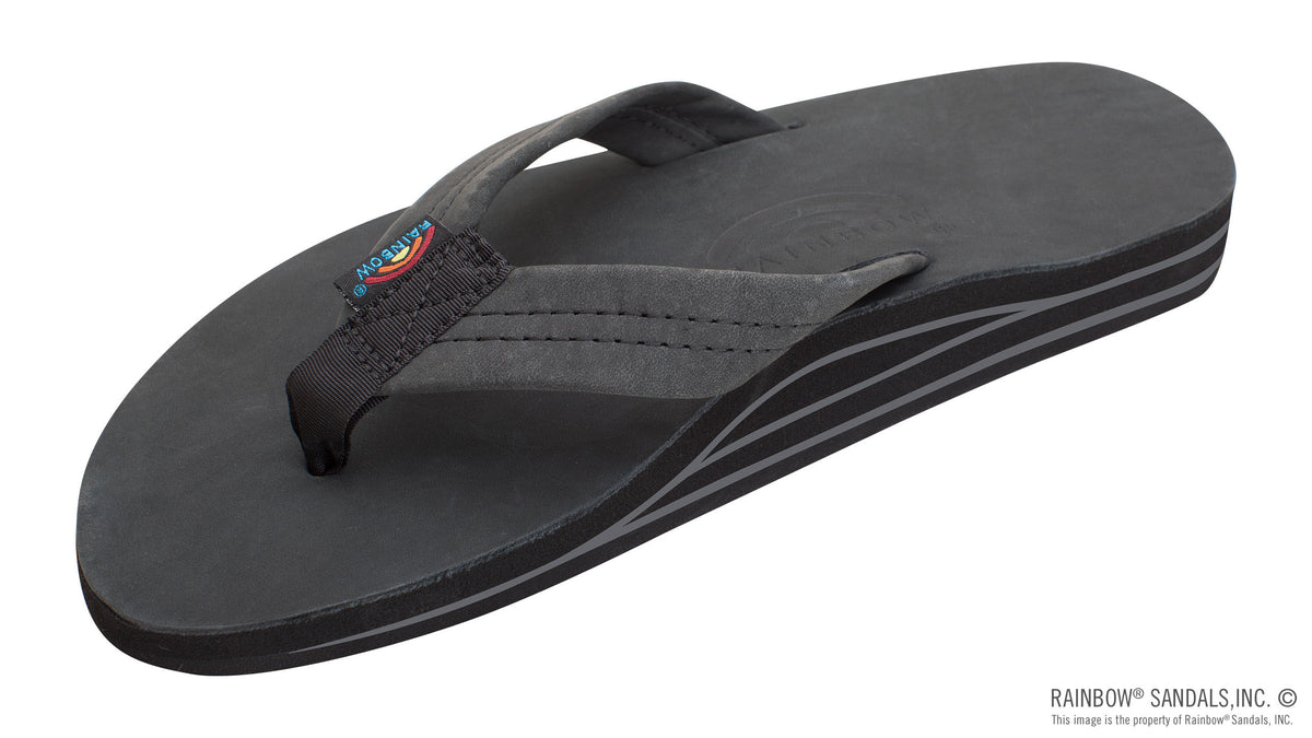 Rainbow Sandals Men&#39;s Double Layer Leather- 1&quot; Strap - Black Sunny Smith LLC