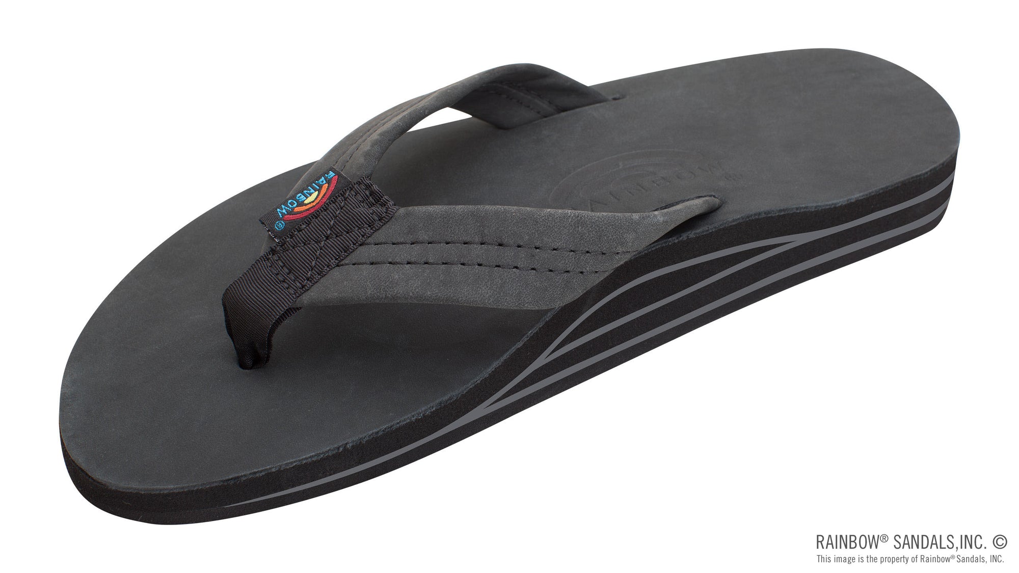 Rainbow Sandals Men's Double Layer Leather- 1" Strap - Black Sunny Smith LLC