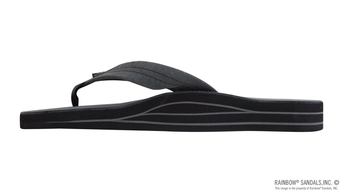 Rainbow Sandals Men&#39;s Double Layer Leather- 1&quot; Strap - Black Sunny Smith LLC