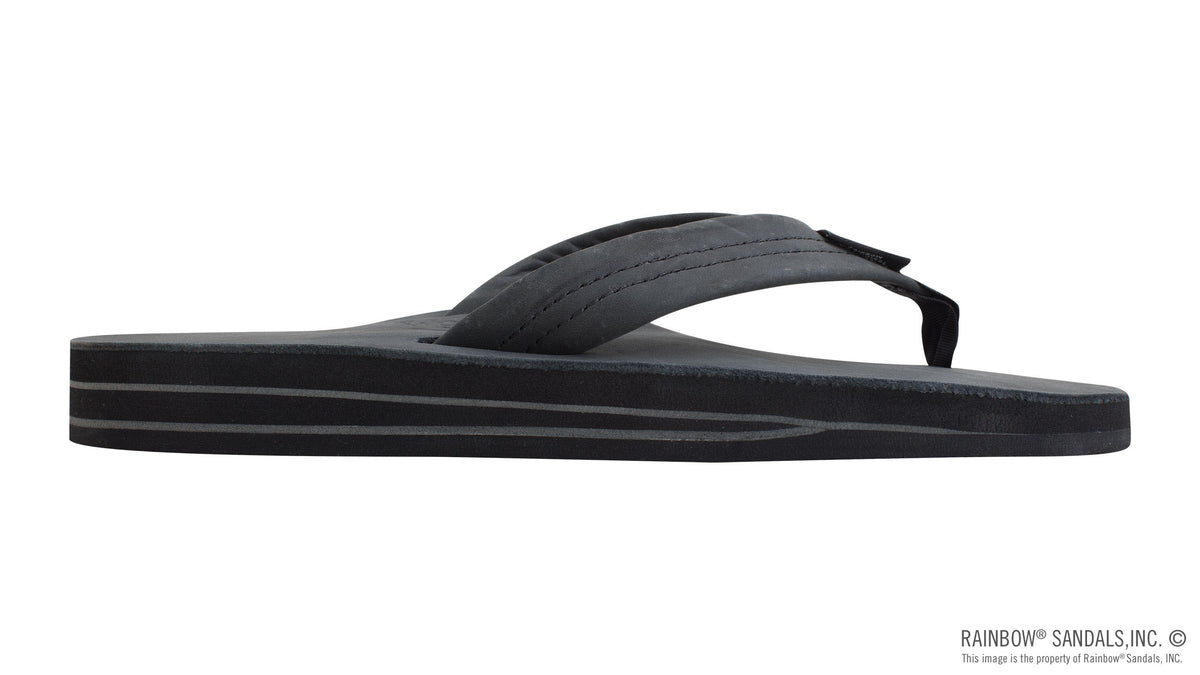 Rainbow Sandals Men&#39;s Double Layer Leather- 1&quot; Strap - Black Sunny Smith LLC