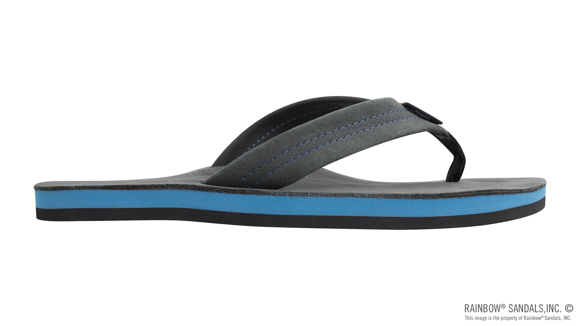 Rainbow Sandals Men's Premier Blues - Single Layer - 1" Strap - Black/Blue Sunny Smith LLC