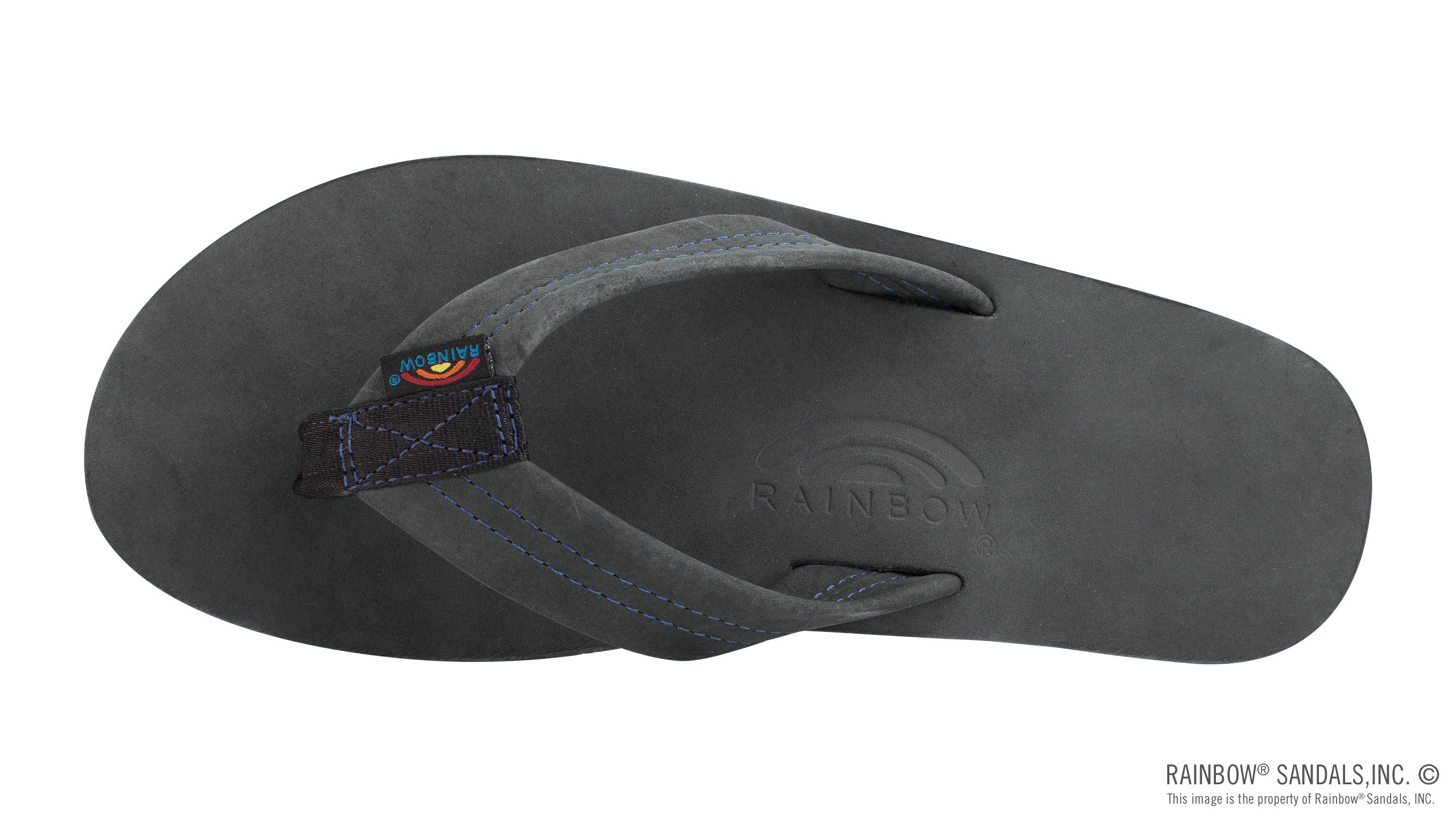Rainbow Sandals Men's Premier Blues - Single Layer - 1" Strap - Black/Blue Sunny Smith LLC
