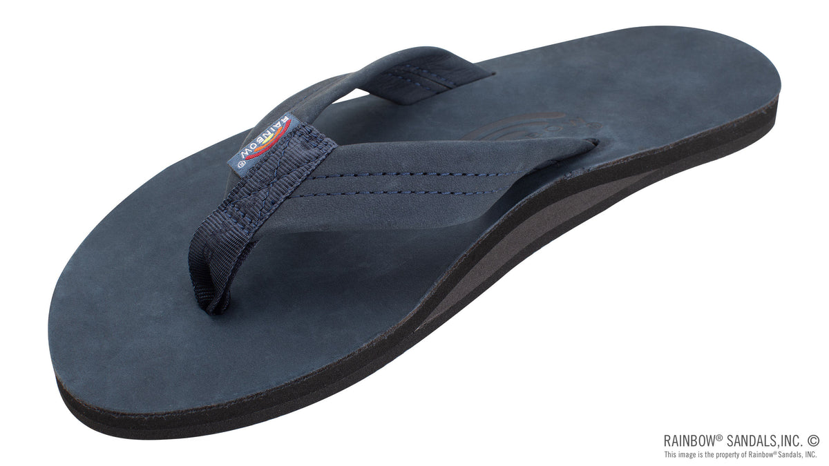 Rainbow Sandals Men&#39;s - Single Layer - 1&quot; Strap - Navy Sunny Smith LLC