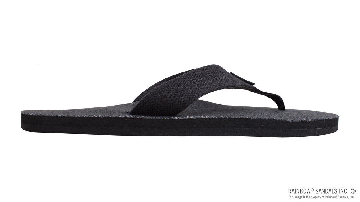 Rainbow Sandals Men&#39;s Single Layer Hemp - 1&quot; Strap - Black Sunny Smith LLC