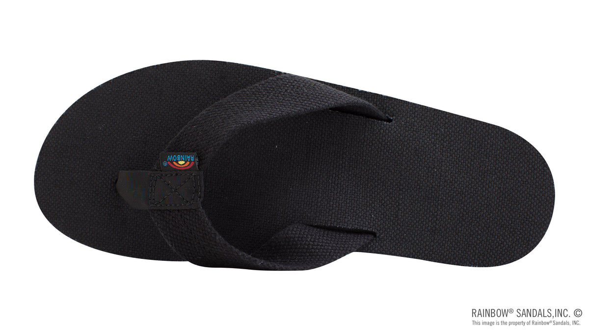 Rainbow Sandals Men&#39;s Single Layer Hemp - 1&quot; Strap - Black Sunny Smith LLC