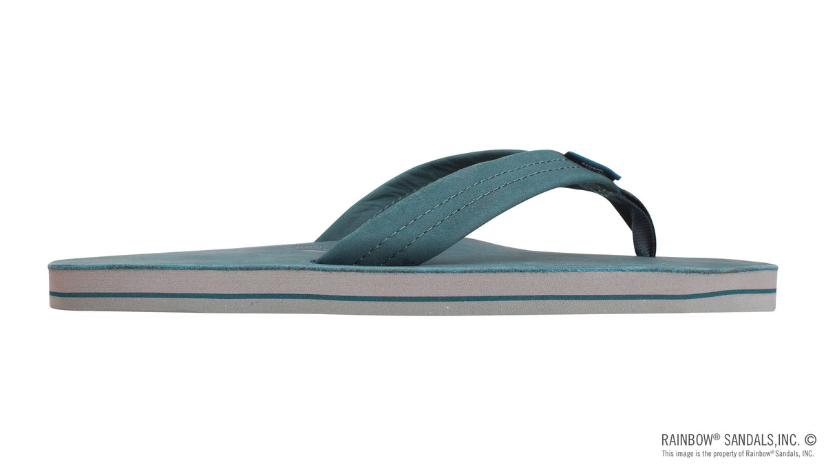 Rainbow Sandals Men&#39;s - Single Layer Leather- 1&quot; Strap - Turquoise/Grey Sunny Smith LLC