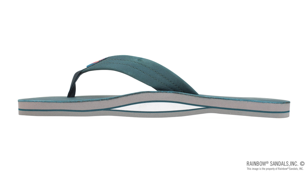 Rainbow Sandals Men&#39;s - Single Layer Leather- 1&quot; Strap - Turquoise/Grey Sunny Smith LLC