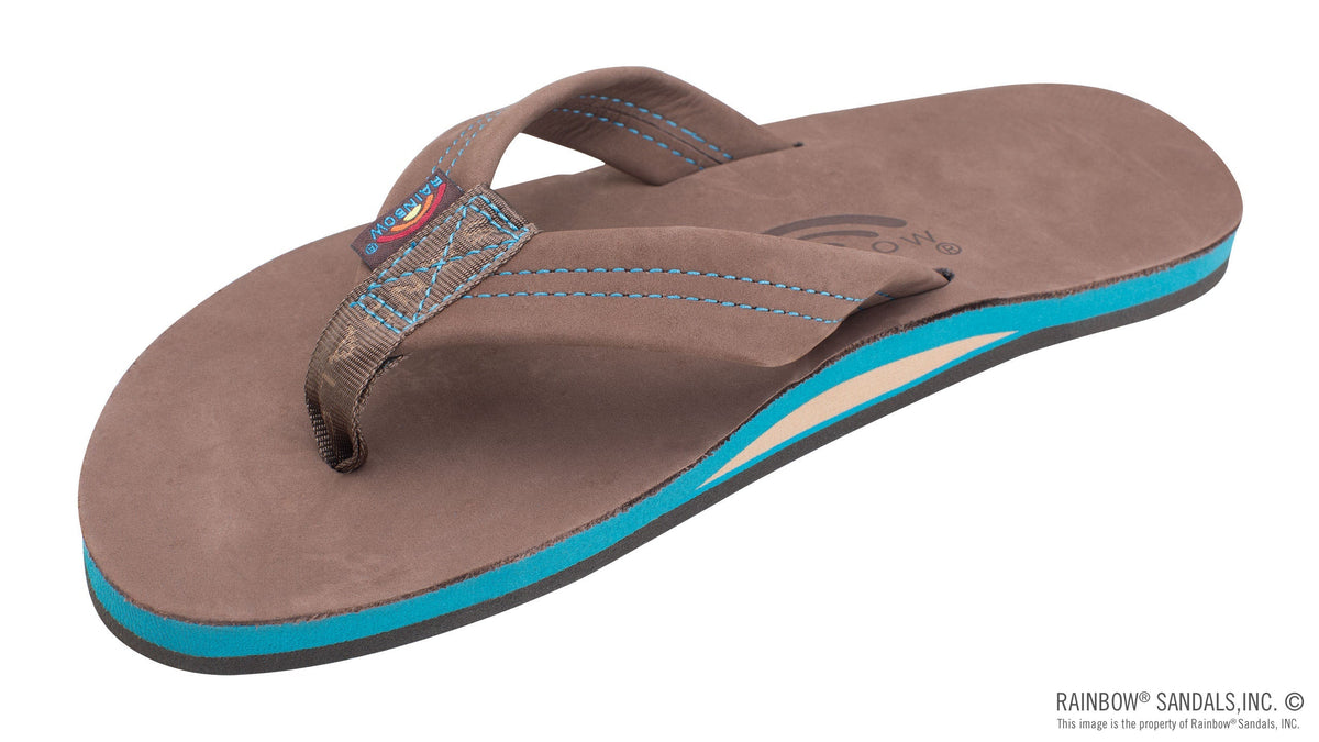 Rainbow Sandals Men&#39;s Single Layer Premier Leather with Blue Midsole Sunny Smith LLC