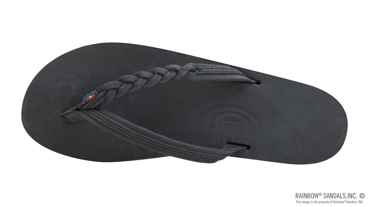 Rainbow Sandals Women&#39;s Flirty Braidy - Single Layer - 1/2&quot; Braided Strap - Black Sunny Smith LLC