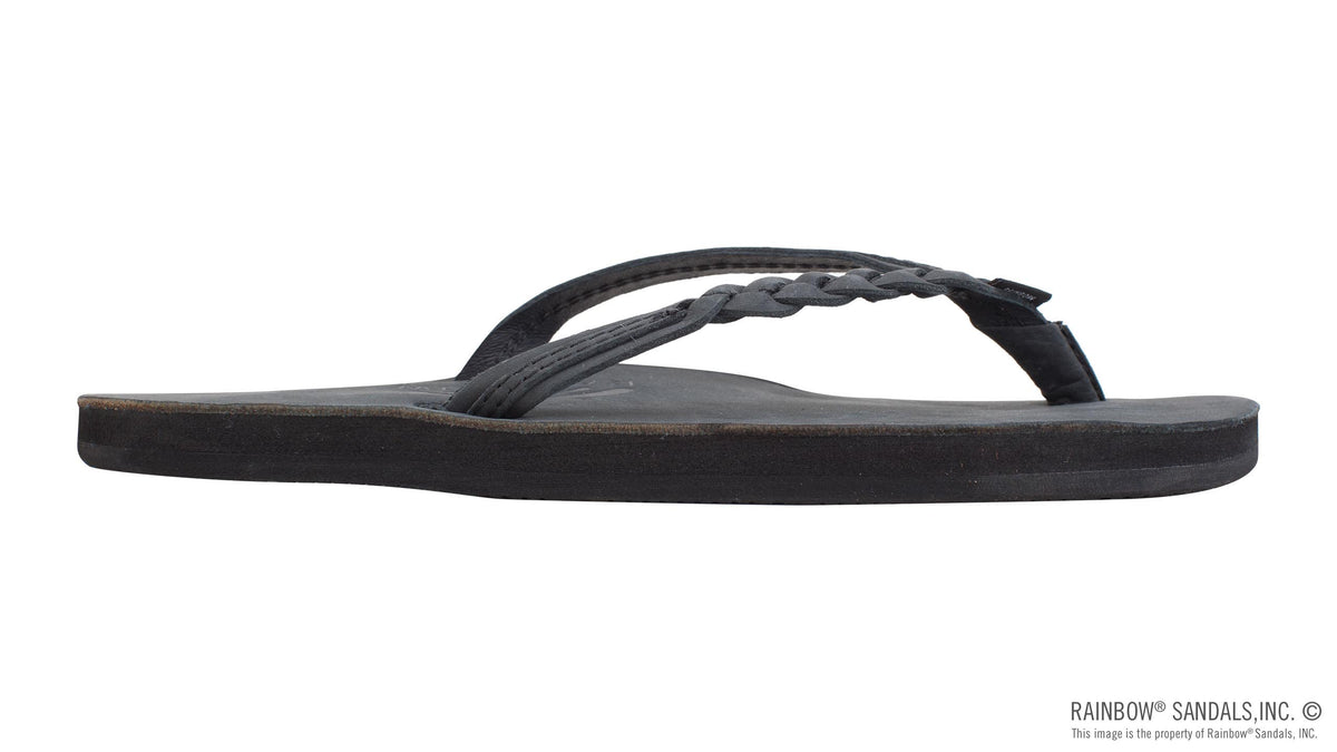 Rainbow Sandals Women&#39;s Flirty Braidy - Single Layer - 1/2&quot; Braided Strap - Black Sunny Smith LLC