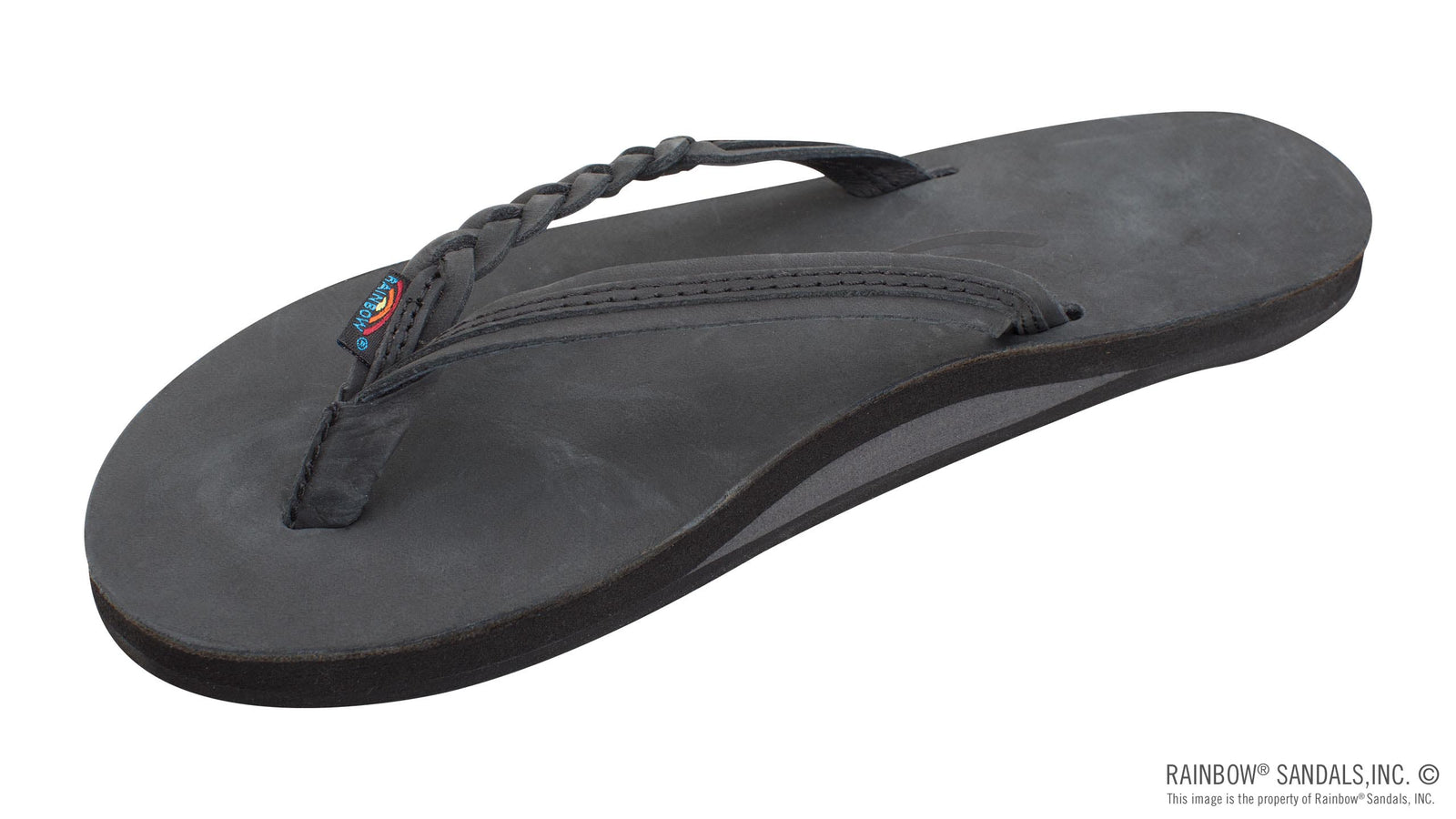 Rainbow Sandals Women's Flirty Braidy - Single Layer - 1/2" Braided Strap - Black Sunny Smith LLC