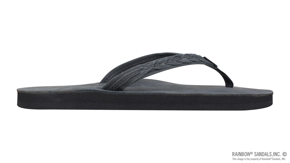 Rainbow Sandals Women&#39;s - The Madison - Single Layer - 1/2&quot; Strap w/ Braid - Black Sunny Smith LLC