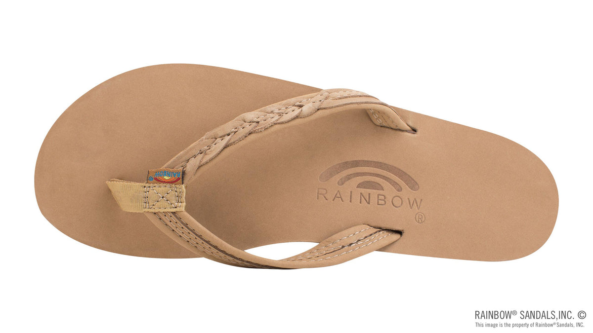 Rainbow Sandals Women&#39;s - The Madison - Single Layer - 1/2&quot; Strap w/ Braid - Sierra Brown Sunny Smith LLC