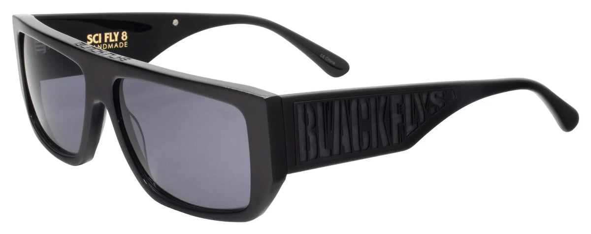Sci Fly 8 Limited Edition Shiny Black/ Black Logo w/ Smoke Lens Sunglasses