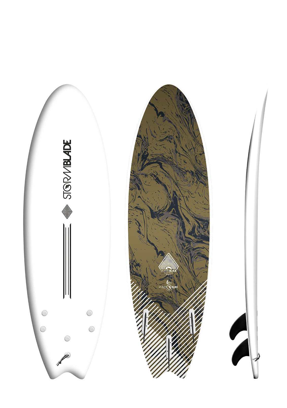 Storm Blade 6ft Swallow Tail Soft Top Surfboard- white