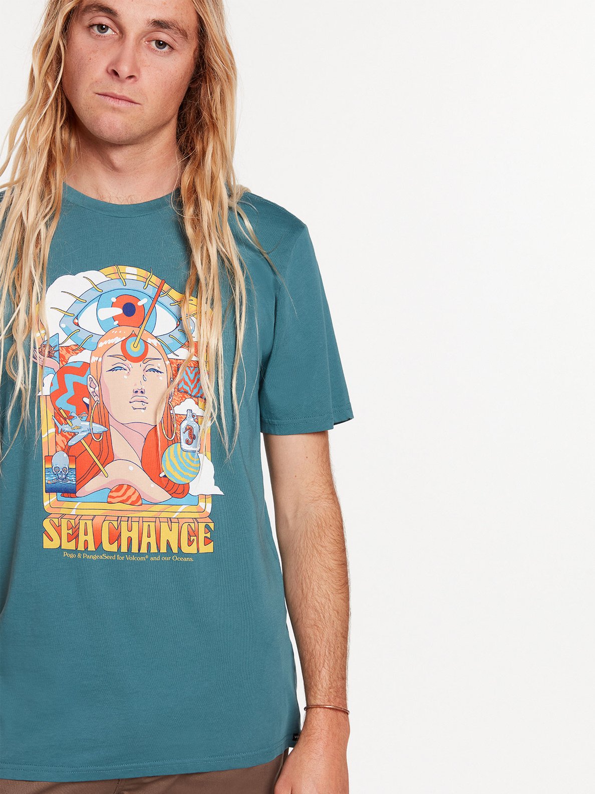 VOLCOM PANGEASEED MEN'S SS TEE- HYDRO BLUE Sunny Smith LLC