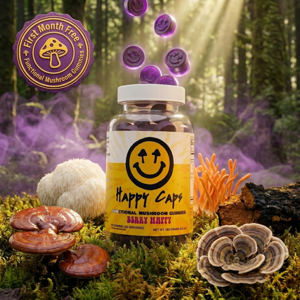 Happy Caps Functional Mushroom Gummies  (21+ over)