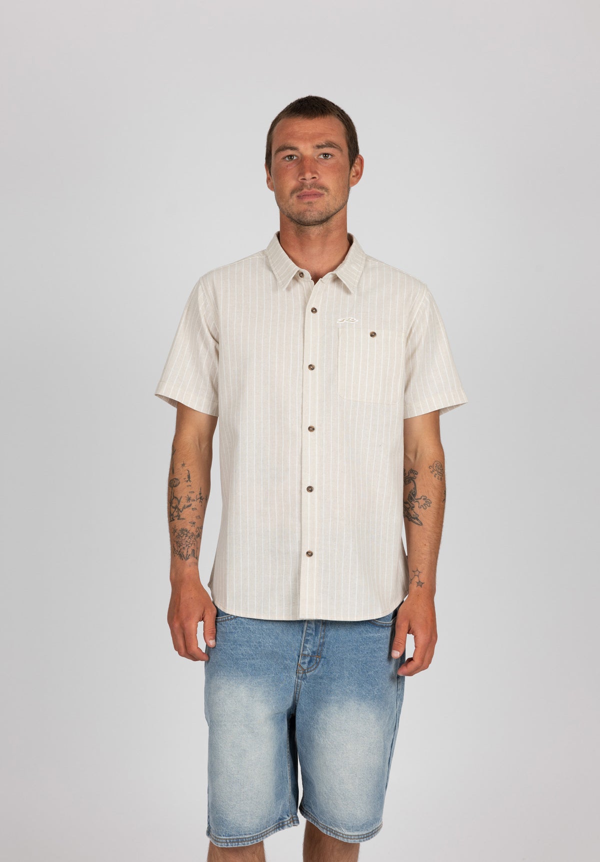 Rusty No Glyphs SS Woven Shirt - Oat