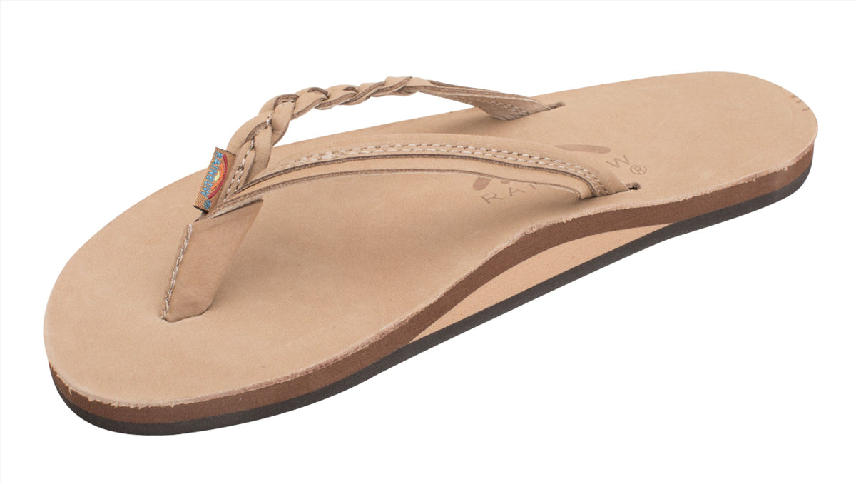 Rainbow Sandals Women&#39;s Flirty Braidy - Single Layer - 1/2&quot; Braided Strap - Sierra Brown Sunny Smith LLC